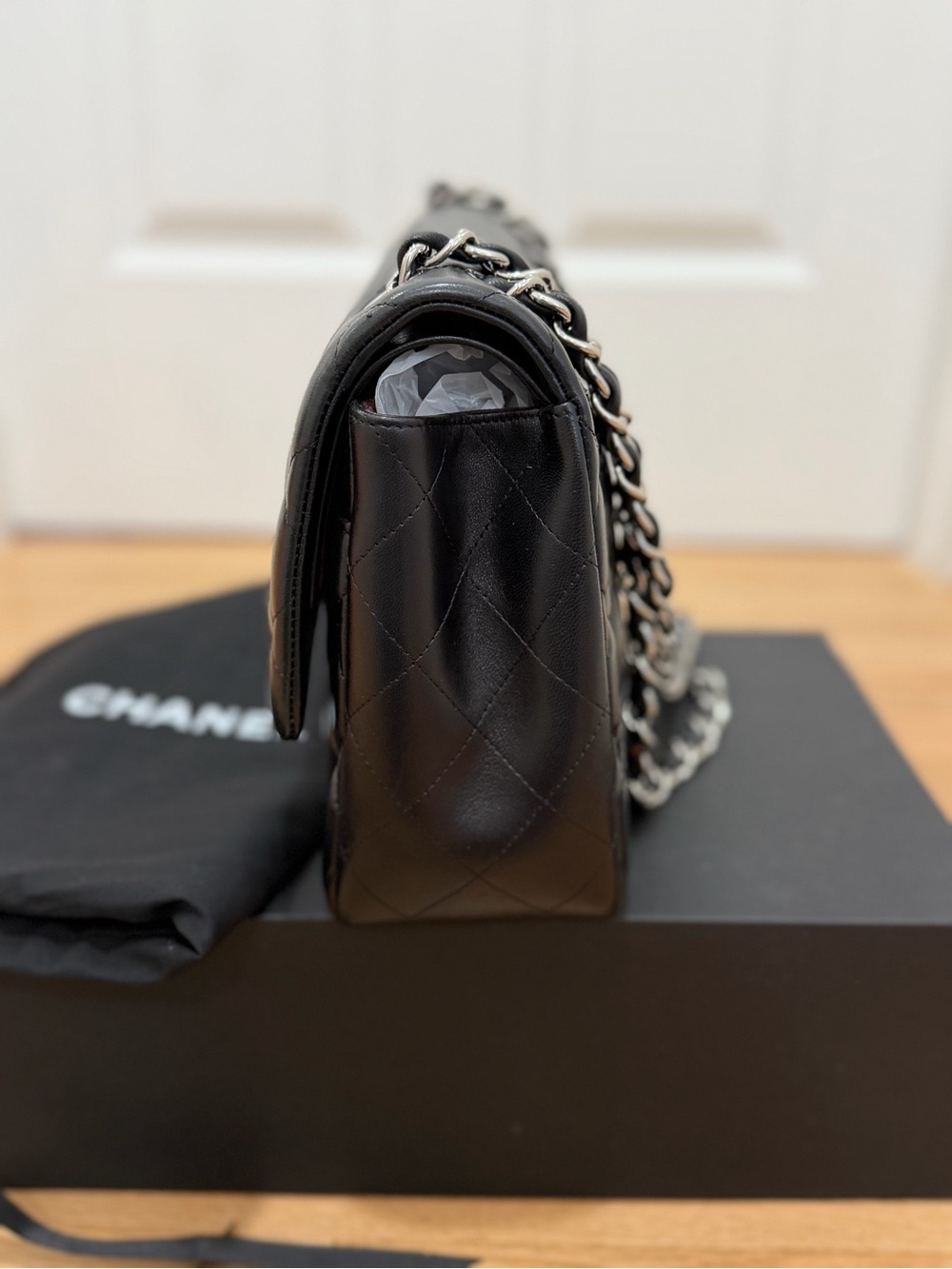 Chanel Lambskin Quilted Maxi Double Flap with Silver Hardware - Picture 5 of 12